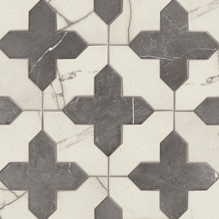 Affinity Tile Istanbul Templar Shield Day with Night Cross 8-in x 8-in Multi-finish Porcelain Marble look Multi-shaped Floor and Wall Tile product image