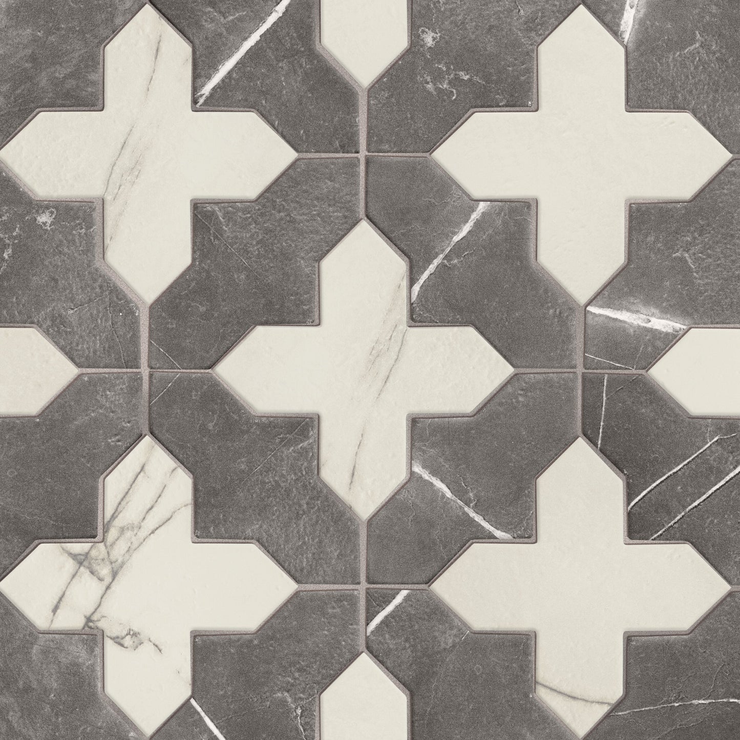 Affinity Tile Istanbul Templar Shield Night with Day Cross 8-in x 8-in Multi-finish Porcelain Marble look Multi-shaped Floor and Wall Tile product image