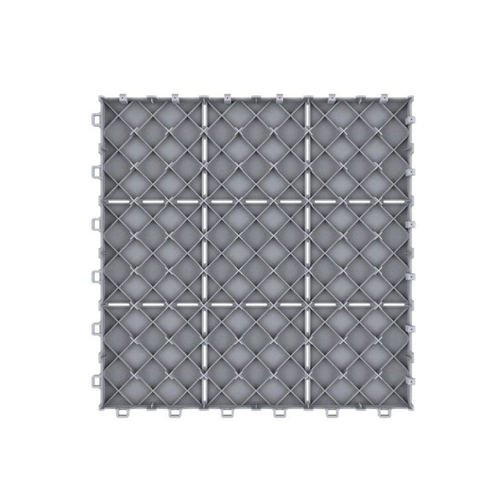 Pure Garden 11.5 in. x 11.5 in. Grey Outdoor Interlocking Square Look Polypropylene Patio and Deck Tiles (Set of 30)