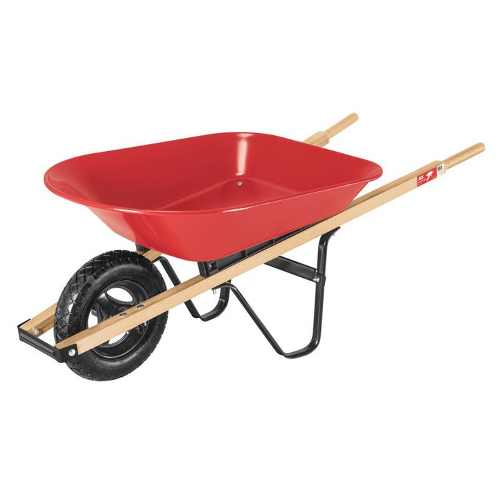 Ace Steel Residential Wheelbarrow, 4 cu. ft., Pneumatic Tire, Red