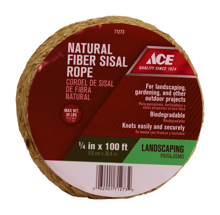 Ace 1/4 in. Diameter x 100 ft. Brown Twisted Sisal Rope