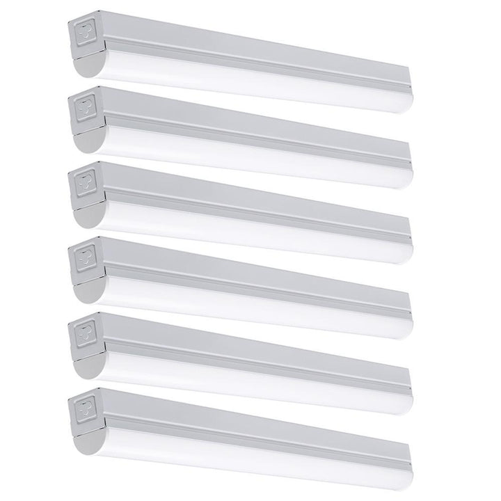 2 ft. 20-Watt Equivalent 900 Lumens Integrated LED White Strip Light Fixture 4000K Linkable Plug-in Direct Wire (6-Pack) - Super Arbor