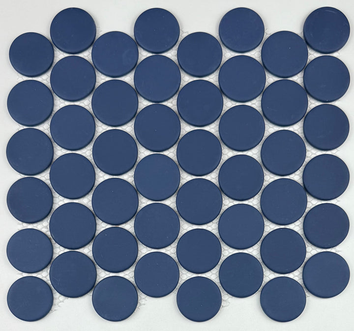 Vidro Real Navy Blue 11-in x 12-in Honed Recycled glass Round Mosaic Floor and Wall Tile product image