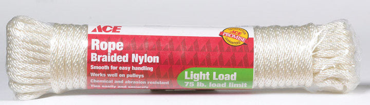 Ace 1/4 in. D x 50 ft. L White Solid Braided Nylon Rope