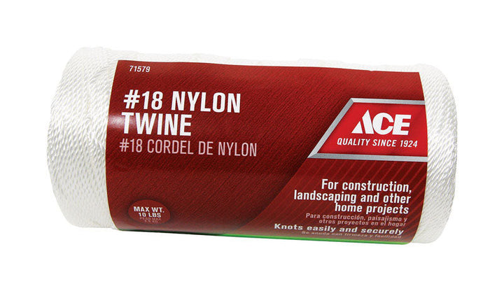 Ace #18 Nylon Twine, 1050 ft, White, Twisted