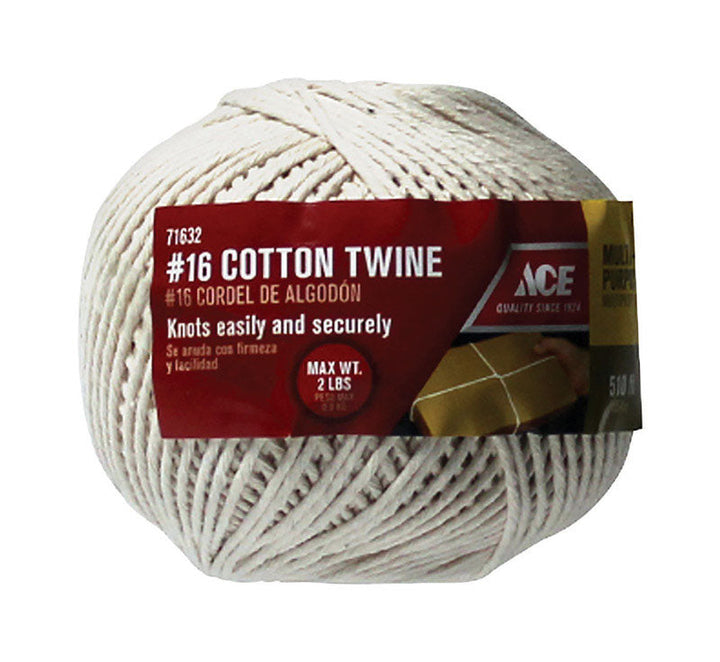 Ace #16 Cotton Twine, 510 ft, White Wrapping Twine