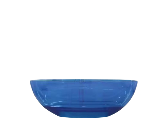 Moray 64 in. x 29 in. Stone Resin Flatbottom Solid Surface Freestanding Soaking Bathtub in Blue with Brass Drain