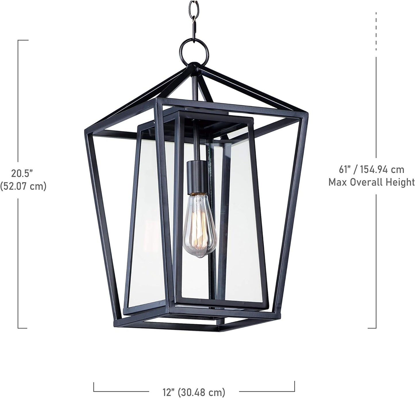 Maxim 3178 Artisan 21" Tall Outdoor Pendant, Black, Clear Glass