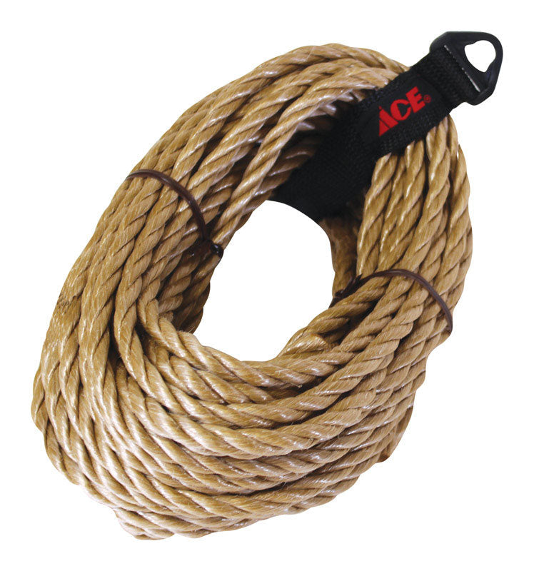 Ace 3/8 in. x 50 ft. Tan Twisted Polypropylene Rope