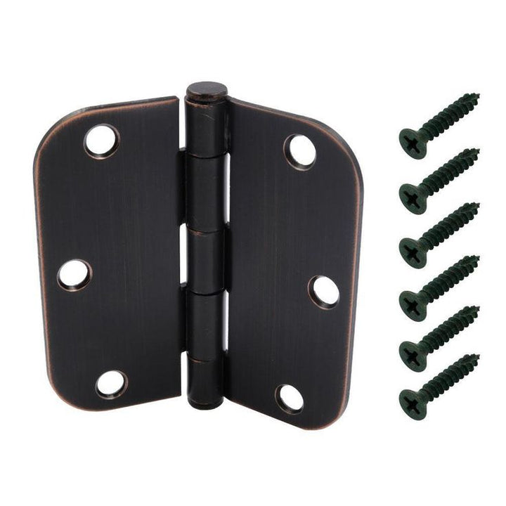 3-1/2 in. x 5/8 in. Radius Brushed Oil-Rubbed Bronze Door Hinge Value Pack (48-Pack)