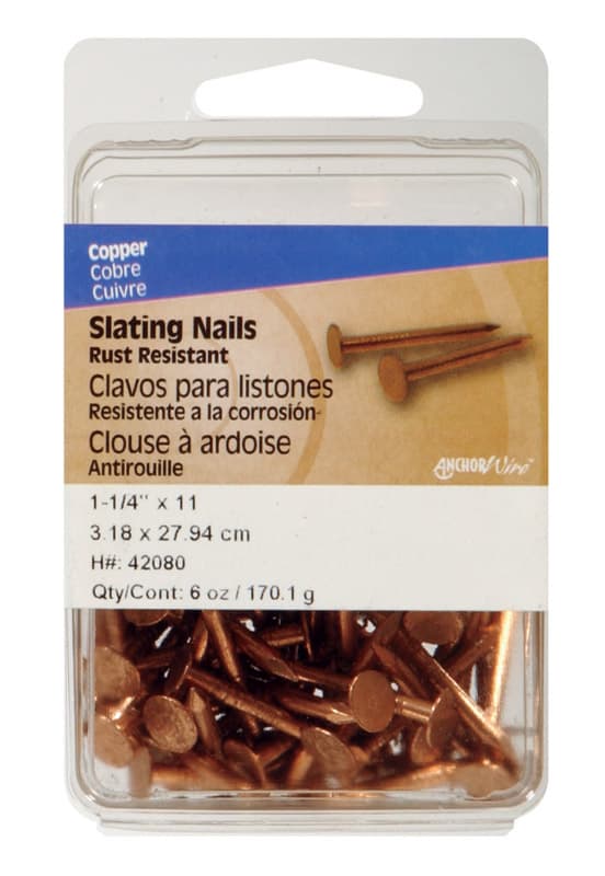 Hillman 1-1/4 in. Slate Copper Nails, Flat Head, #11 Gauge