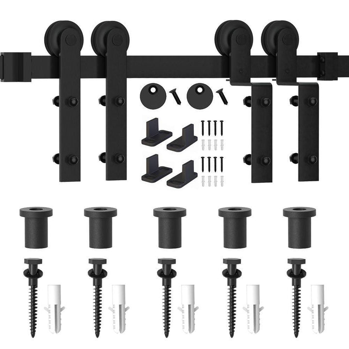 6.6 ft./79.2 in. Single Track Bypass Sliding Barn Door Hardware Kit for Double Doors Low Ceiling - Super Arbor