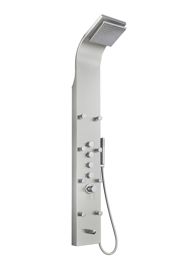 AKDY 65-in Stainless Steel 8-Spray Shower Panel System with 5-Way Diverter (Valve Included)
