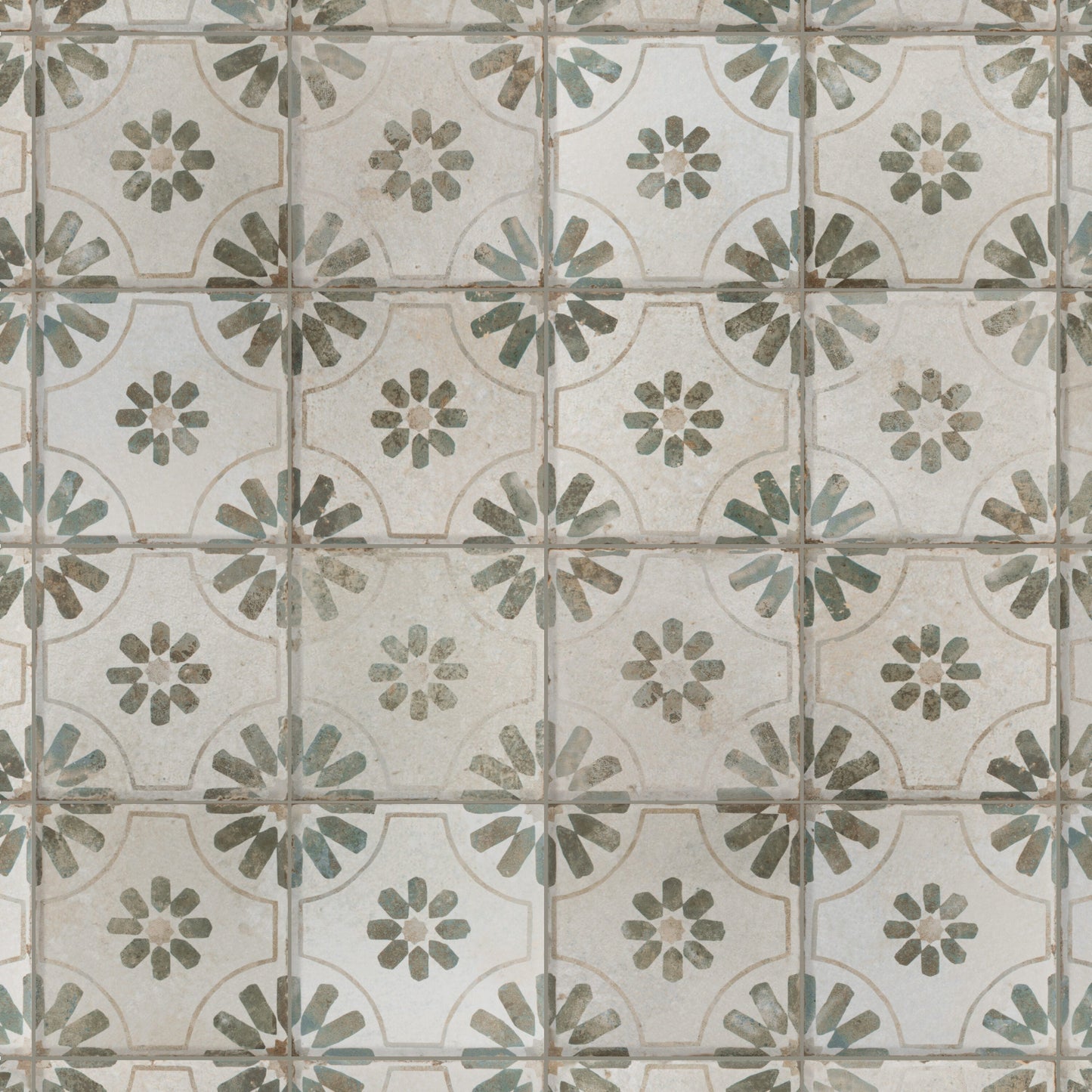 Affinity Tile Kings Blume Sage 18-in x 18-in Matte Ceramic Encaustic Floor and Wall Tile product image