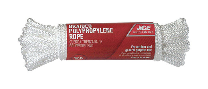 Ace 1/4 in. Diameter x 50 ft. White Diamond-Braided Polypropylene Rope