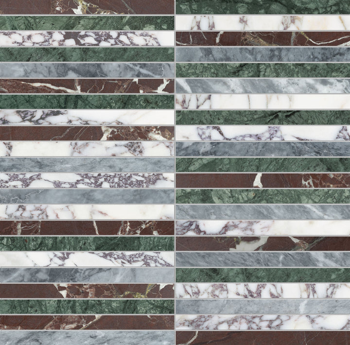 Satori Utopio Stacked Tropic 12-in x 12-in Honed Natural stone Mixed Linear Mosaic Wall Tile product image