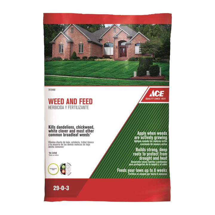 Ace Weed & Feed Lawn Fertilizer for All Grasses, 5,000 sq. ft. Coverage