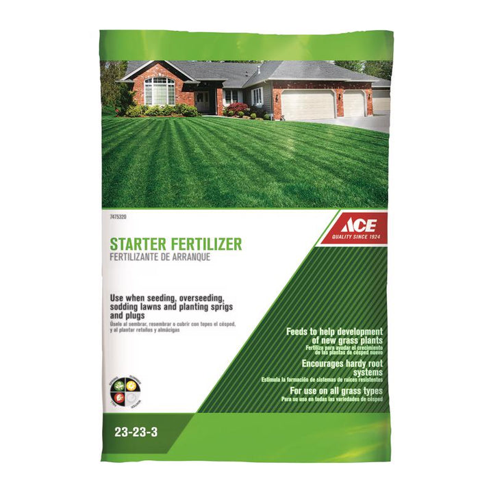 Ace Lawn Starter Fertilizer for All Grasses, 2,500 sq ft Coverage, 23-23-3, 8 lb Bag