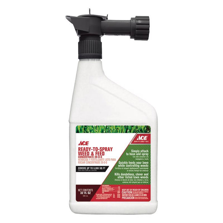 Ace Ready-To-Spray Weed & Feed Concentrate 20-0-0, Hose-End, 32 oz