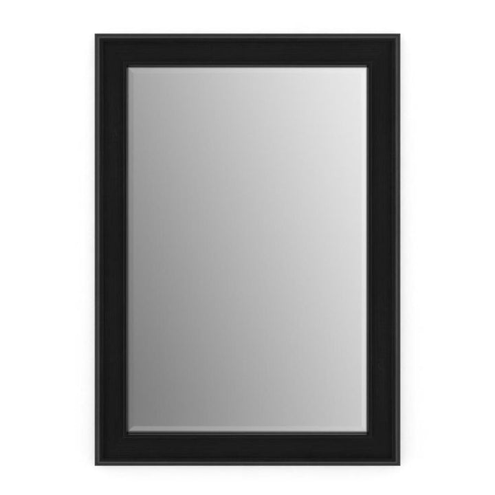 33 in. W x 47 in. H (L1) Framed Rectangular Deluxe Glass Bathroom Vanity Mirror in Matte Black
