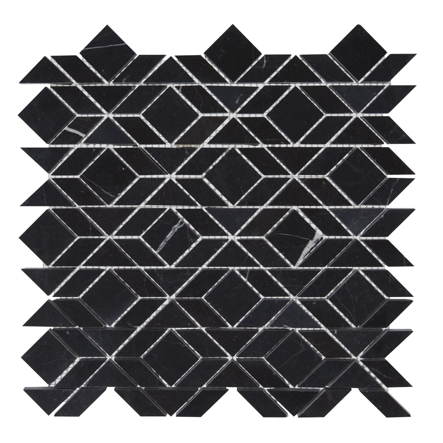 Daltile Pietra Divina Nero Marquina 13-in x 13-in Honed Natural stone Marble Marble look Multi-shaped Mosaic Floor and Wall Tile product image