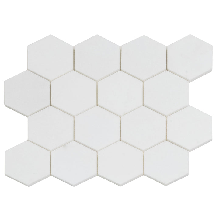 Apollo Tile Nubes Snow White 10-in x 12-in Honed Natural stone Marble Hexagon Mosaic Floor and Wall Tile product image
