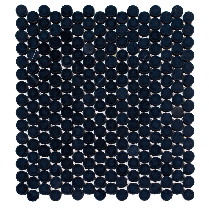 Apollo Tile Noir Luxe Jet Black 11-in x 12-in Multi-finish Natural stone Marble Round Mosaic Floor and Wall Tile product image