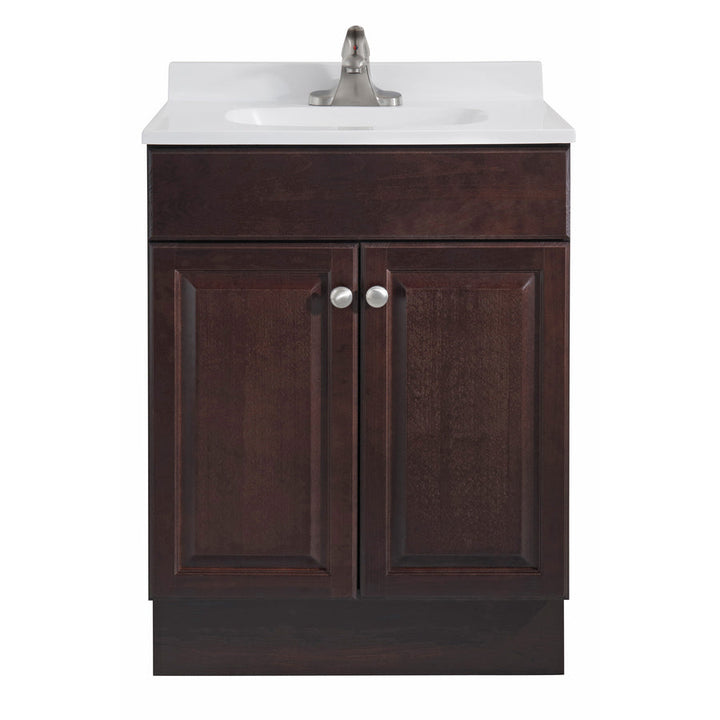 Project Source 24.5-in Java Single Sink Bathroom Vanity with White Cultured Marble Top