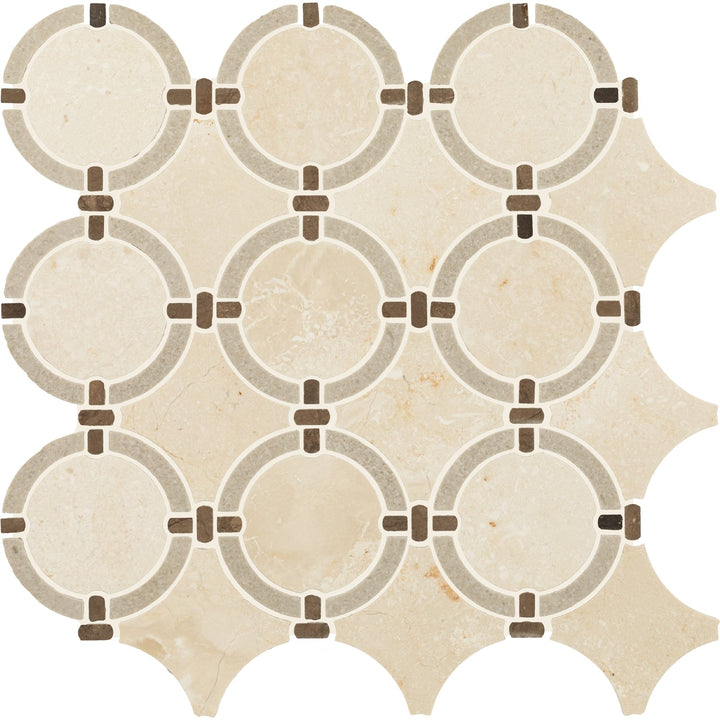 Daltile Raine Cumulus Grey Blend 12-in x 13-in Honed Natural stone Marble Marble look Round Mosaic Floor and Wall Tile product image