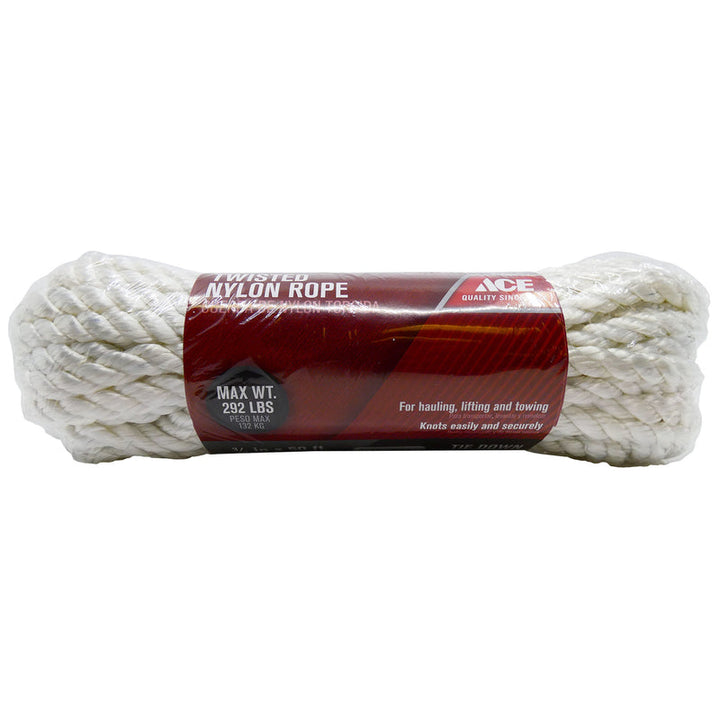 Ace 3/8 in. D x 50 ft. White Twisted Nylon Rope