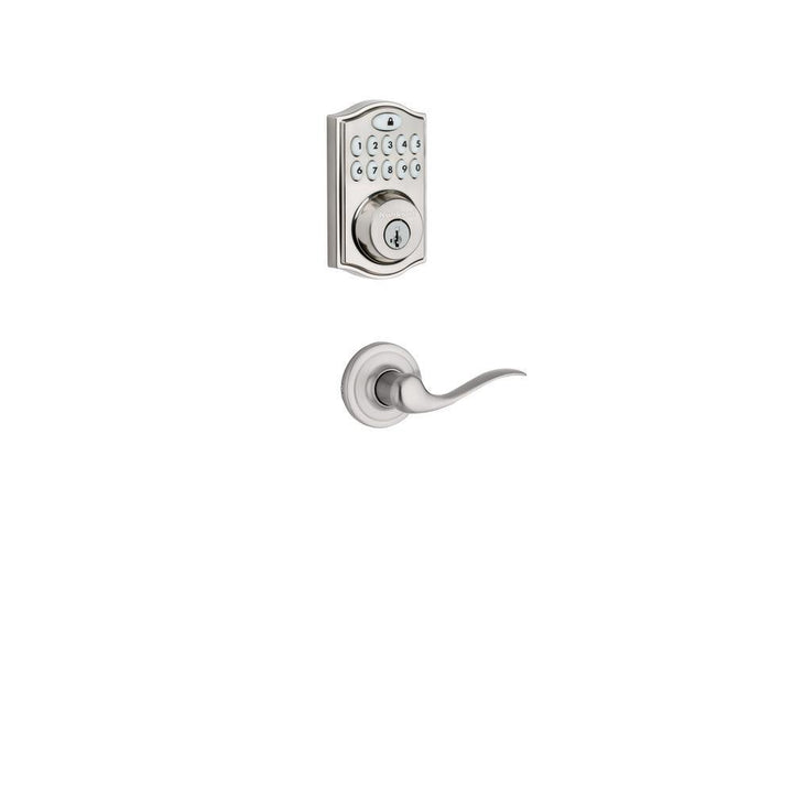 Z-Wave SmartCode Satin Nickel Single Cylinder Electronic Deadbolt featuring Tustin Hall/Closet Lever - Super Arbor