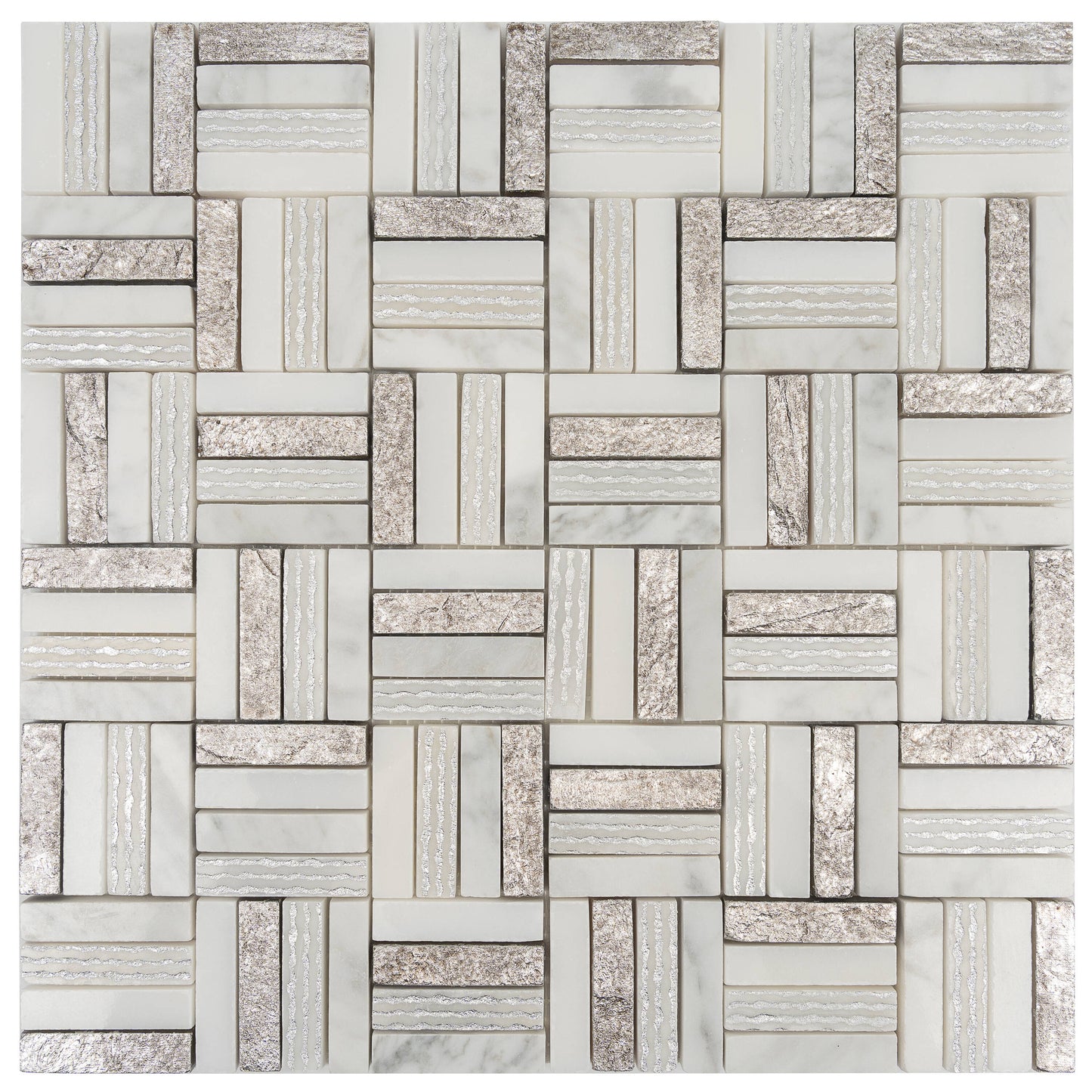 Apollo Tile Artisana Silver White 12-in x 12-in Multi-finish Natural stone Marble Mosaic Floor and Wall Tile product image