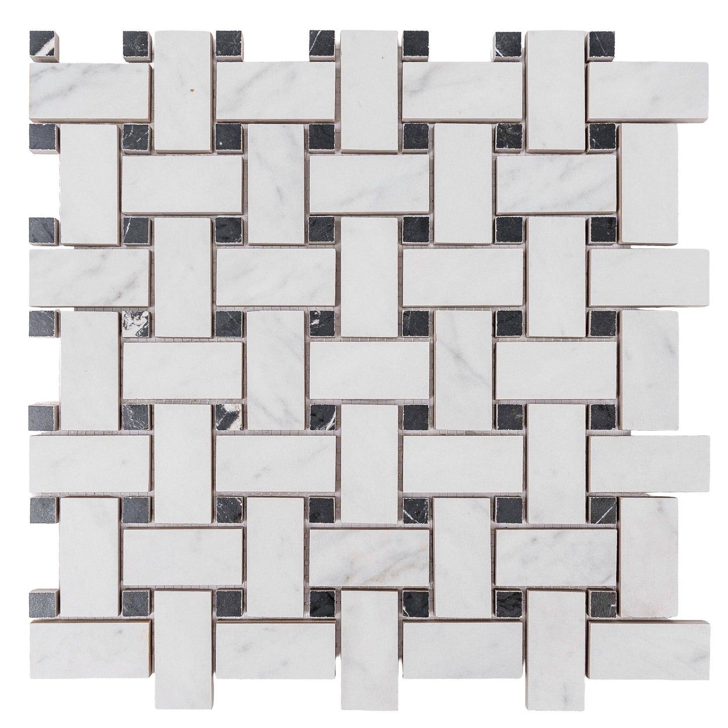Apollo Tile Regalia White, Black 12-in x 12-in Matte Porcelain Encaustic Basketweave Mosaic Floor and Wall Tile product image