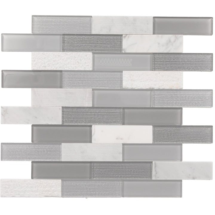 Daltile SimplyStick Mosaix Stormy Mist 12-in x 12-in Multi-finish Natural stone Marble/limestone Marble look Peel and stick Mosaic Wall Tile product image
