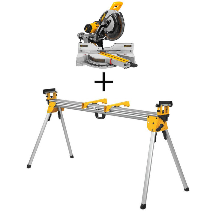 15 Amp Corded 12 in. Sliding Miter Saw with Bonus Heavy-Duty Miter Saw Stand - Super Arbor
