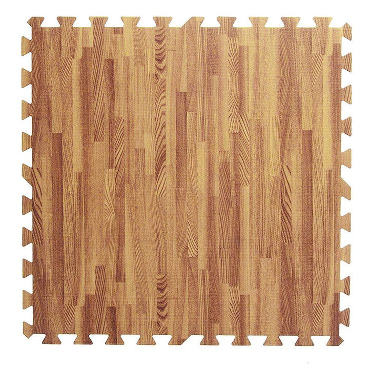 Clevr Interlocking EVA Foam Mat Cushion Flooring Tiles, Light Oak Pattern - Set of 25 (2' x 2') Covers 100 sq.ft. for Gym Workout Exercise