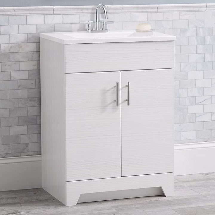 Style Selections Tierra 24-in White Single Sink Bathroom Vanity with White Cultured Marble Top