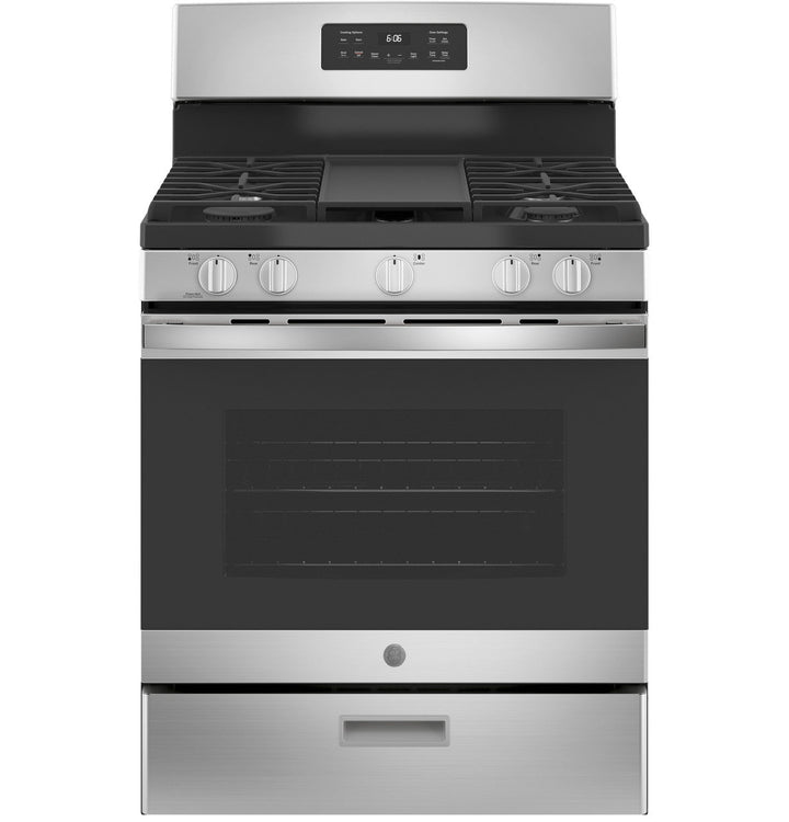 GE 30-in 5-Burner 5.0-cu ft Freestanding Gas Range, Stainless Steel (JGBS66REKSS)