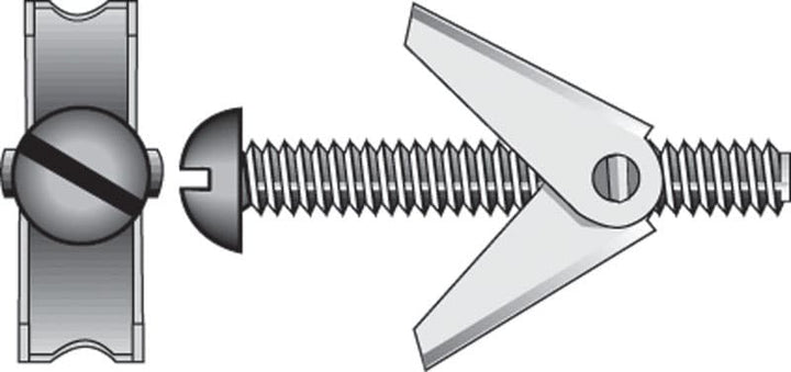 Hillman 1/4 in. Diameter x 3 in. Length Round Head Steel Toggle Bolt, Zinc-Plated — 1 Pack