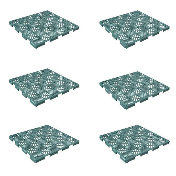 Pure Garden 11.5 in. x 11.5 in. Outdoor Interlocking Diamond Pattern Polypropylene Patio and Deck Tile Flooring in Green (Set of 12)