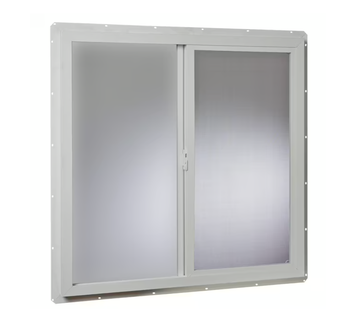 Project Source 10001 Series 35-1/2-in x 35-1/2-in x 3-in Jamb Left-operable Vinyl White Sliding Window Half Screen Included