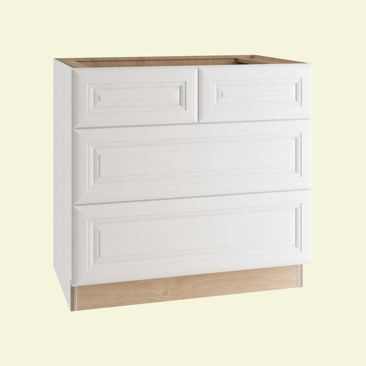 Brookfield Assembled 36x34.5x24 in. Plywood 3 Drawer Base Kitchen Cabinet Soft Close Drawers in Painted Pacific White