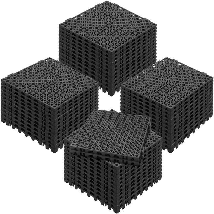 LUXEYARD Interlocking Tile 50PCS Black Drainage Tiles 12in x 12in Splicing Soft PVC Interlocking Drainage Floor Tiles Non-Slip Drainage Holes for Restroom Bathroom Kitchen Pool Wet Areas product image