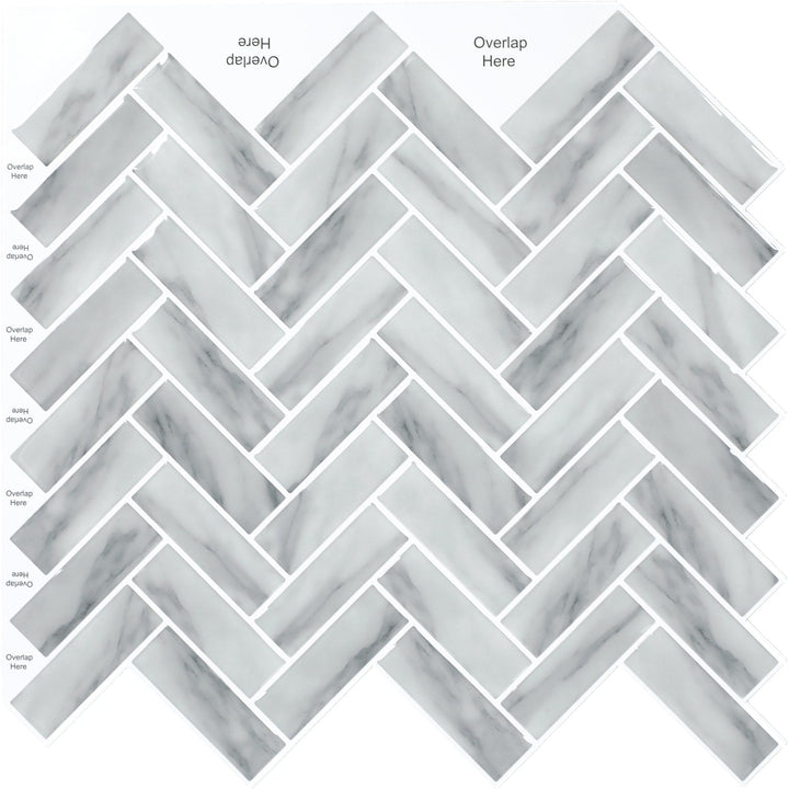 Daltile Smart Stick Moonstone 10-in x 11-in Glossy PVC Herringbone Peel and stick Mosaic Wall Tile product image