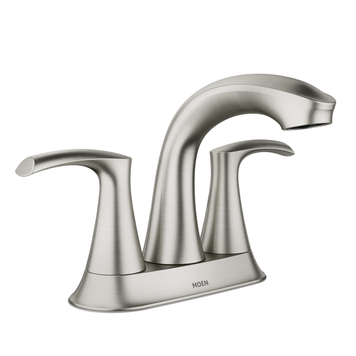 Moen Graeden Spot Resist Brushed Nickel 2-Handle 4-in Centerset WaterSense Bathroom Sink Faucet with Drain and Deck Plate