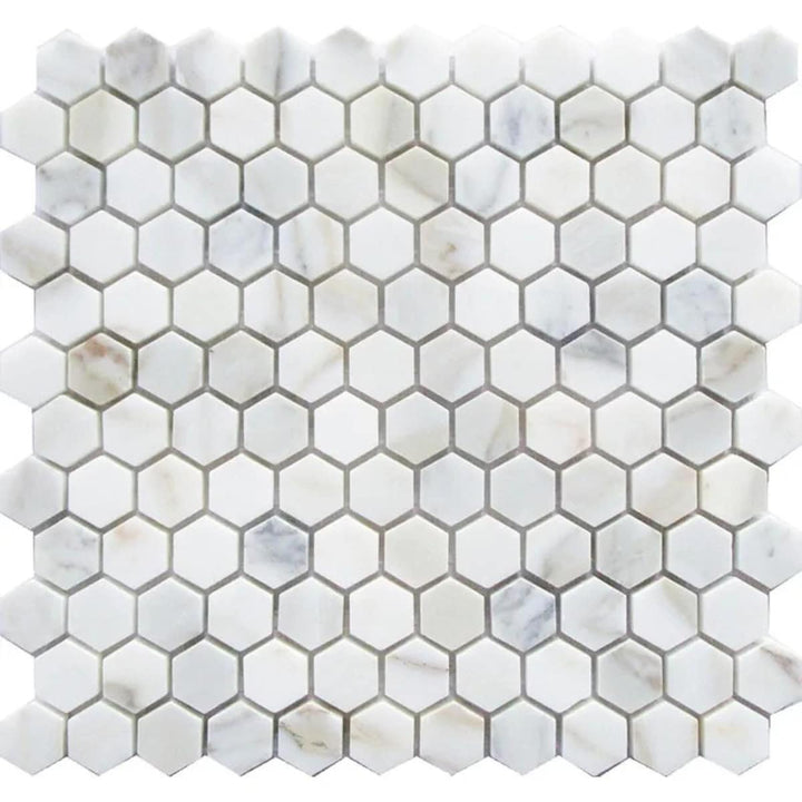 Apollo Tile Serena White Gray 11-in x 12-in Honed Natural stone Marble Hexagon Mosaic Floor and Wall Tile product image