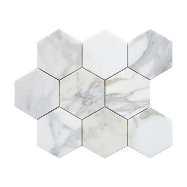 Apollo Tile Serena White Gray 10-in x 11-in Honed Natural stone Marble Hexagon Mosaic Floor and Wall Tile product image