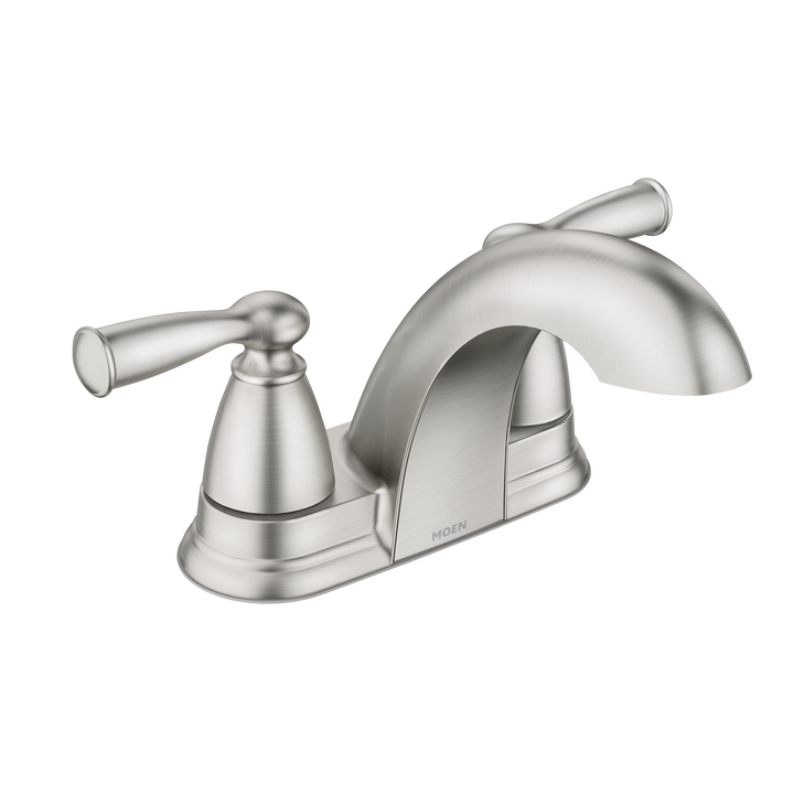 Moen Banbury 4 in. Centerset 2‑Handle Low‑Arc Bathroom Faucet, Spot Resist Brushed Nickel