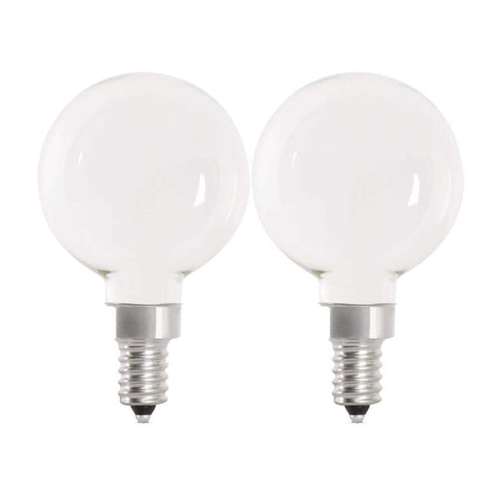 Feit Electric 60-Watt Equivalent G16.5 Candelabra Dimmable Filament ENERGY STAR White Glass LED Light Bulb, Daylight (2-Pack)