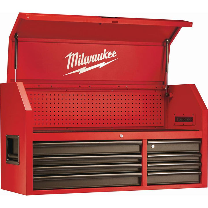 46 in. 8-Drawer Steel Storage Top Chest in Red and Black - Super Arbor